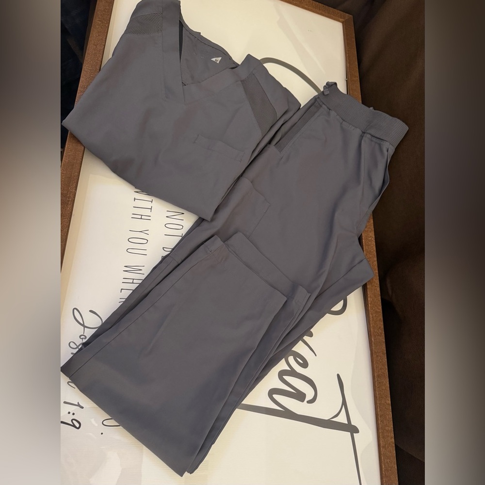 FIT White Cross Charcoal Scrub set size medium buttery soft